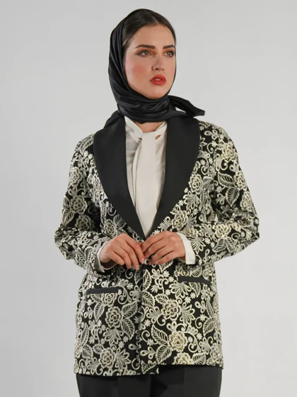کت شلوار گل‌دار یقه آرشال زنانه کد 9120