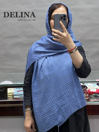 شال پلیسه نخ منگوله چوبی