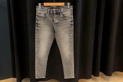 شلوار طوسی اسکینی مردانه فول کش پارچه پنبه پر اعلا