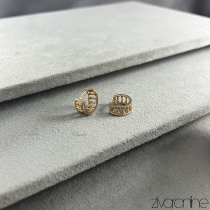 گوشواره زنانه حلقه‌ای رزگلد نگین‌دار 20431