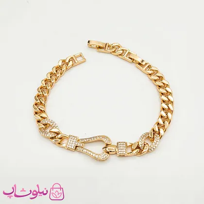 دستبند زنانه ژوپینگ مدل فرد نگین‌دار کد 2691