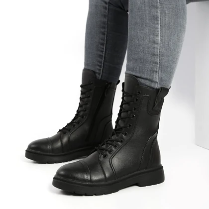 بوت و نیم بوت زنانه و دخترانه مدل بندی بغل زیپ رنگ مشکی کد M766