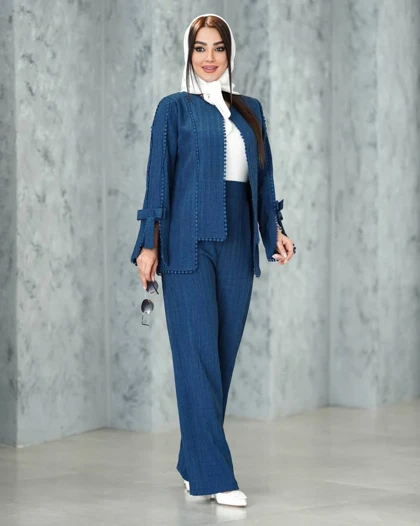 ست کت و شلوار زنانه تابستانی مدل عدسی خنک و سبک