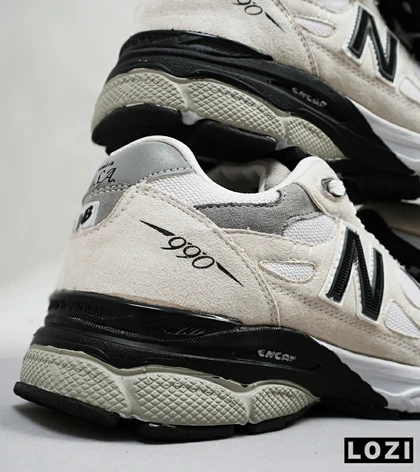 کفش کتانی طوسی مشکی کرم NEW BALANCE 990