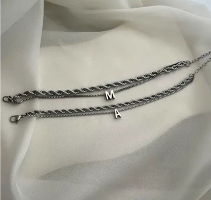 دستبند ست دولاین طنابی و حروف