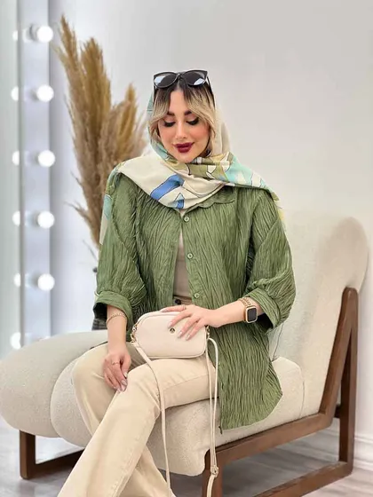 شومیز جلو دکمه آستین سه ربع
