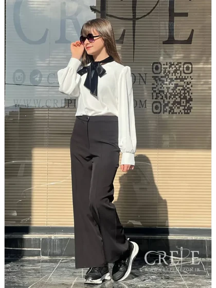 شومیز الیزه یقه کرواتی مخمل