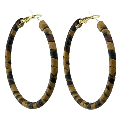 گوشواره زنانه مدل سیروکو طرح حلقه‌ای بزرگ با بافت پلنگی