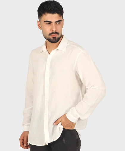 پیراهن لینن مردانه ساده 4409