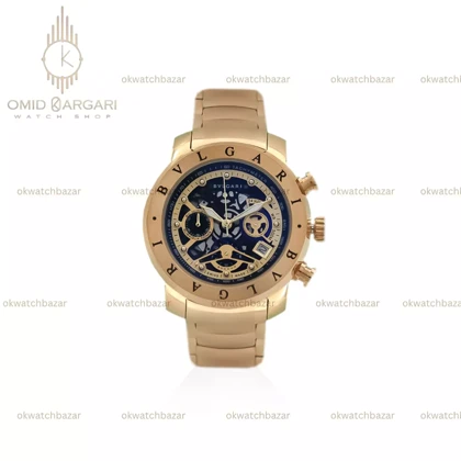 ساعت مچی بولگاری کورنوگراف صفحه اسکلتون طلایی Bvlgari