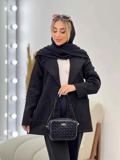 مانتو ژاکارد دو جیب مروارید