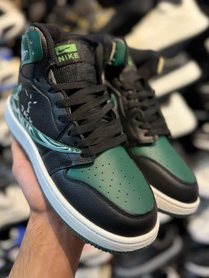 کتانی مردانه ترویس ساق‌دار مشکی سبز