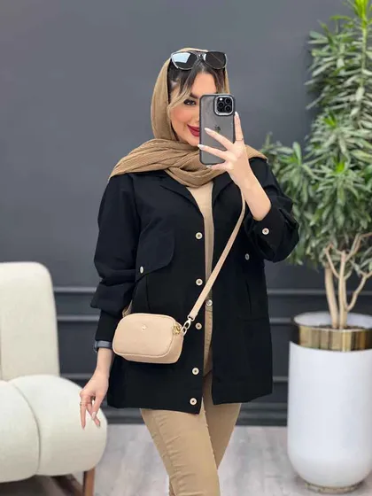 مانتو کتان جیب پیله نیکا