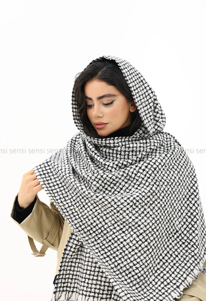 شال موهر پشمی چهار خونه کد1004420