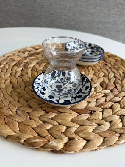 خرما خوری گرد دنی هوم طرح گل آبی / BA13