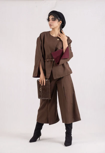 ست کت شلوار دو رو chocolate cherry