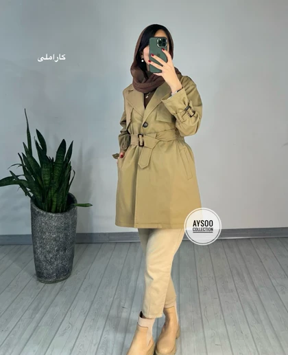 بارانی آستردار کمرکش