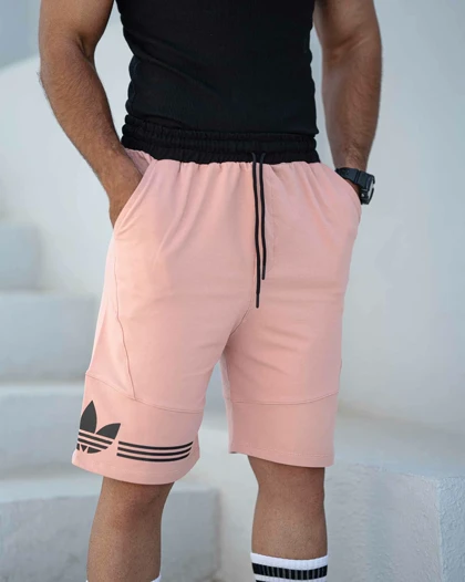 شلوارک بگ ورزشی ADIDAS گلبه ای