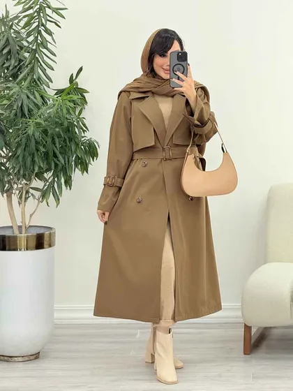 بارانی بلند چهاردکمه ترلان
