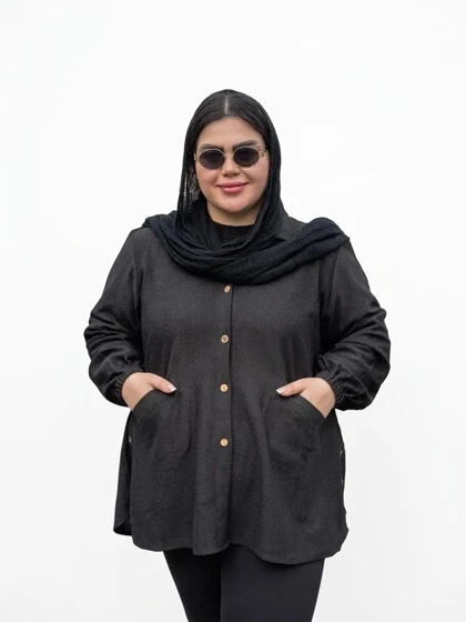 شومیز مانتویی فیلتو بغل دکمه سایز بزرگ زنانه