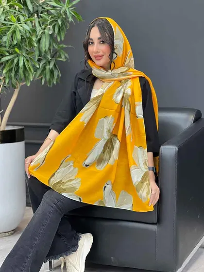 شال حریر نخ طرح گل