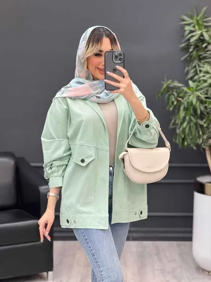مانتو لینن دو جیب نما پایین پاگن