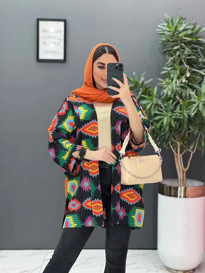 مانتو نخی طرح دار کوک دوزی