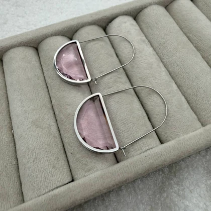 گوشواره کریستال صورتی طرح سوارسکی