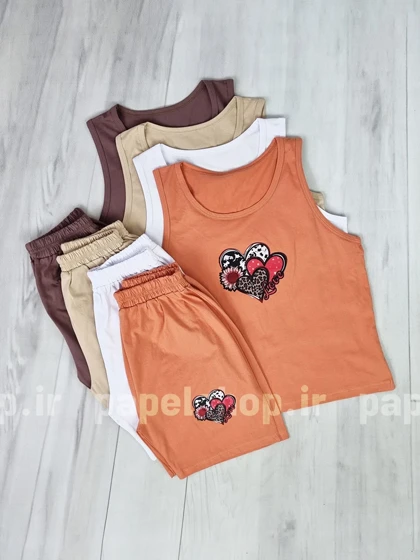 ست لباس راحتی تاپ و شورتک طرح قلب