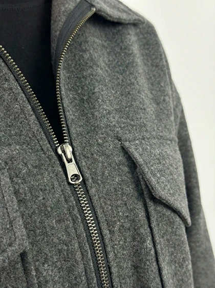 کت زنانه فوتر کوتاه رنگ مدادی دو جیب کد (8729)