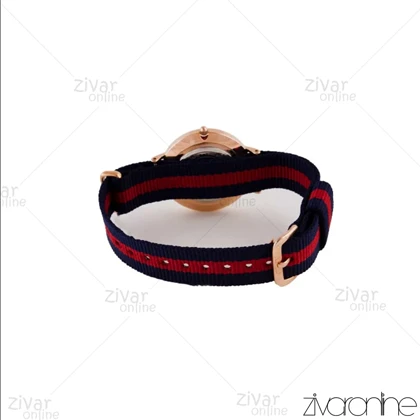 ساعت دنیل ولینگتون زنانه قاب رزگلد صفحه مشکی بند قرمز سرمه ای 104969