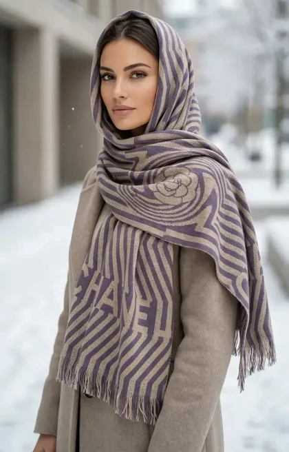 شال بافت زنانه طرح شنل - ترکیبی از گرما و استایل لوکس