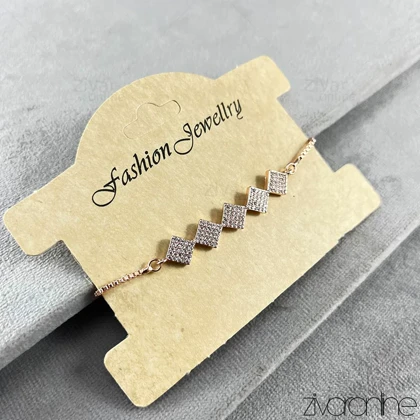 دستبند زنانه مربعی نگین‌دار رزگلد 40204