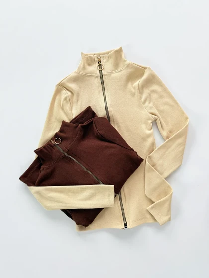 بلور کبریتی یقه ایستاده تمام زیب