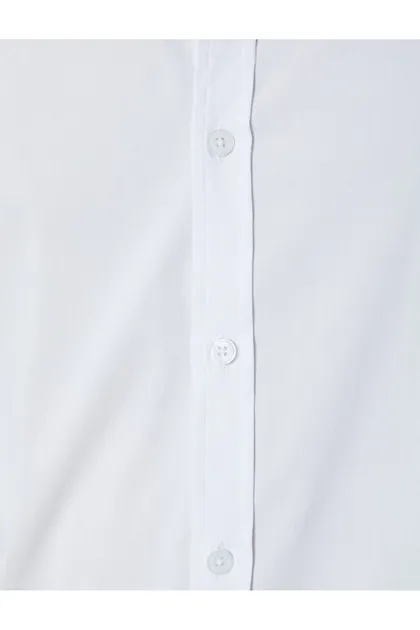 پیراهن باریک آستین بلند دکمه دار نیم یقه ایتالیایی 4SAM60172HW