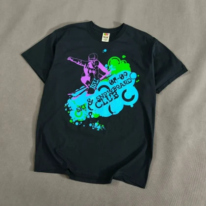 🧡 SIZE L-M تیشرت اورجینال برند معتبر FRUIT OF THE LOOM مدل SKI & SNOWBOARD