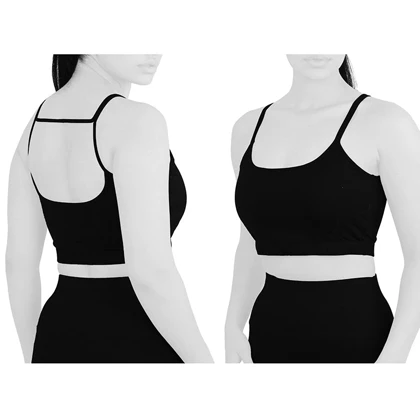 نیم‌تنه ورزشی کاپ‌دار زنانه سانفو مدل 4K1073 مشکی