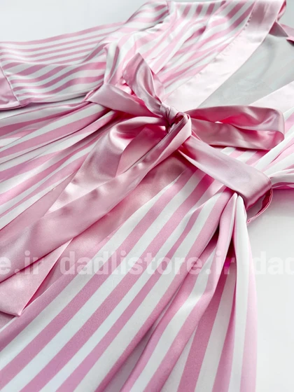 روبدوشامبر ساتن نگین‌دار ویکتوریا سکرت صورتی راه راه