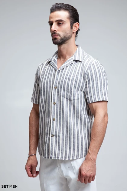 پیراهن مردانه کنفی آستین کوتاه