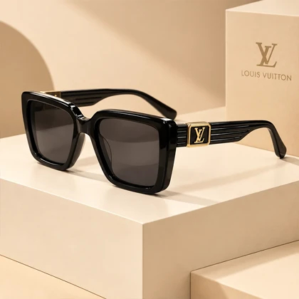 عینک آفتابی زنانه لویی ویتون (Louis Vuitton) مربعی مشکی لوکس و شیک