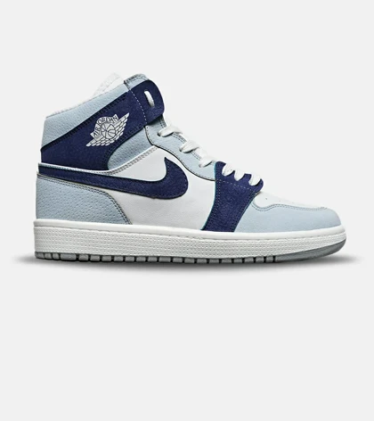 کفش کتانی مردانه و زنانه ساق‌دار سفید سرمه ای آبی NIKE jordan 1 مدل 8456