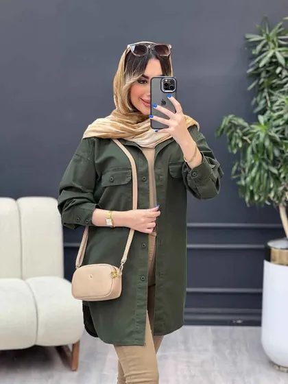 مانتو جین رنگی آستین دو دکمه
