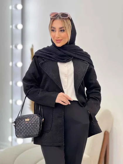 مانتو ژاکارد دو جیب مروارید