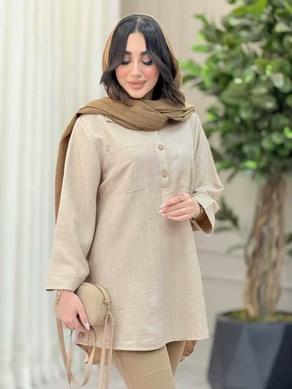 مانتو دو جیب یقه سه دکمه
