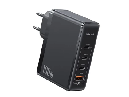 شارژر دیواری تایپ سی و یو اس بی 100 وات فست‌شارژ یوسامز USAMS US-CC163 100W 4-Ports GaN Fast Charger (EU)
