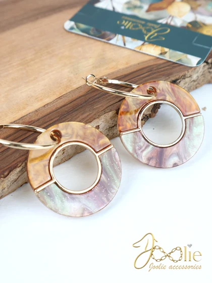 گوشواره زنانه رزین استیل دورو کد E1229