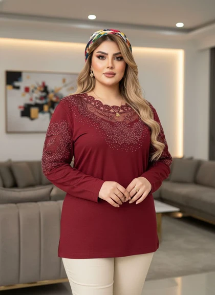 شومیز گیپوردار مدل گلسا کد 50273