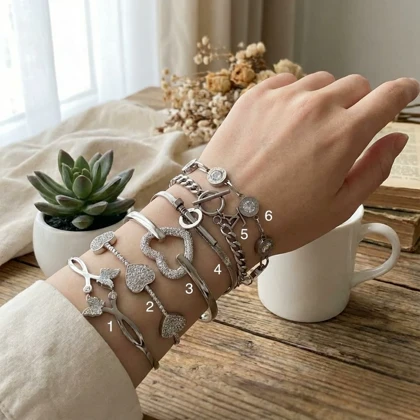 دستبند استیل نقره ای