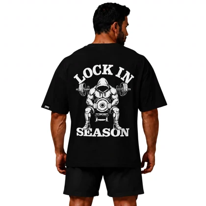 تیشرت مردانه زنانه اورسایز نخی 1991 Lock In Season مدل TS19110