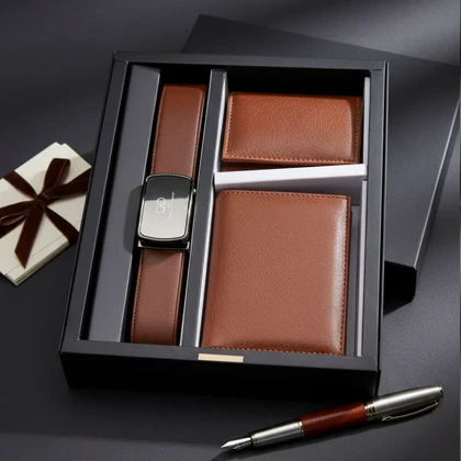 ست کیف و کمربند قهوه ای مدل M101